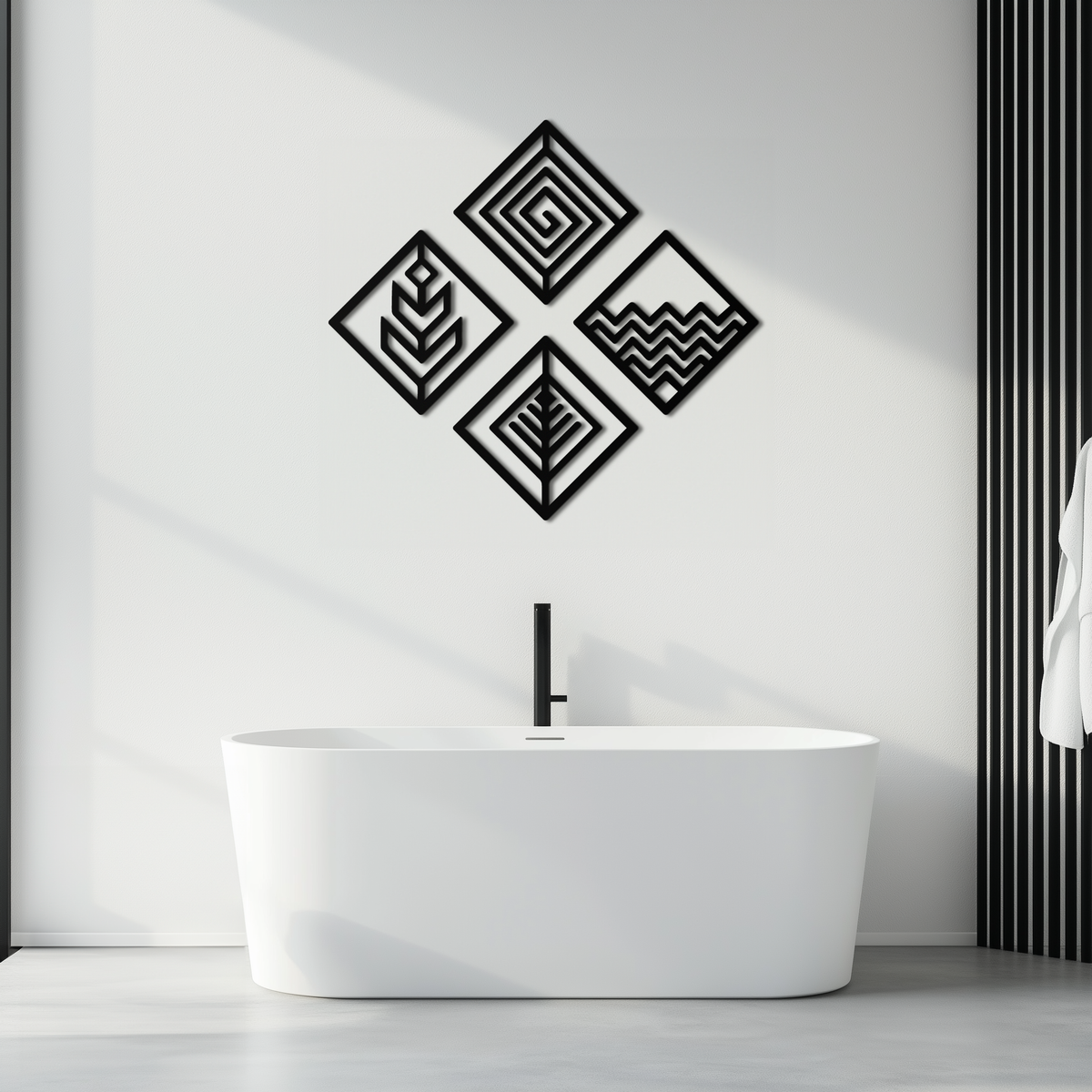 Metal Wall Art Four Elements - Modern Geometric Harmony Decor