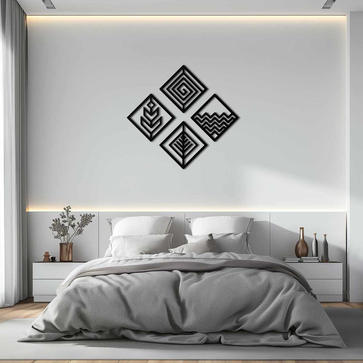 Metal Wall Art Four Elements - Modern Geometric Harmony Decor