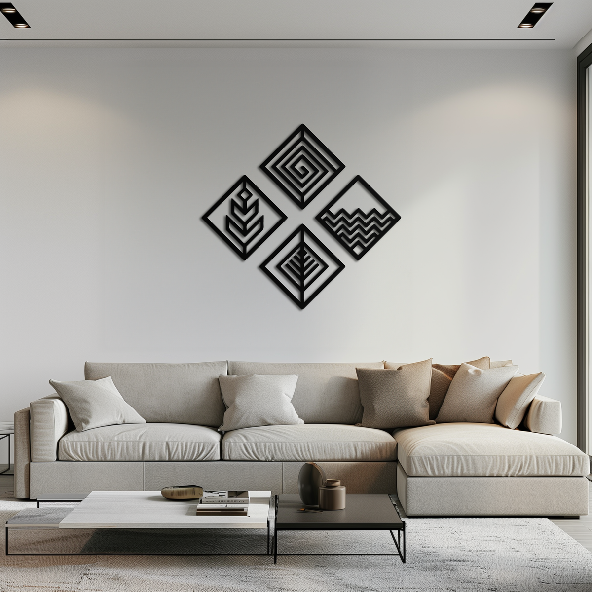 Metal Wall Art Four Elements - Modern Geometric Harmony Decor