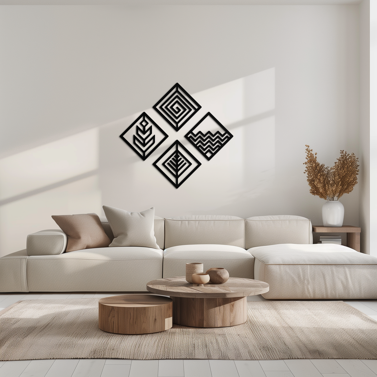 Metal Wall Art Four Elements - Modern Geometric Harmony Decor