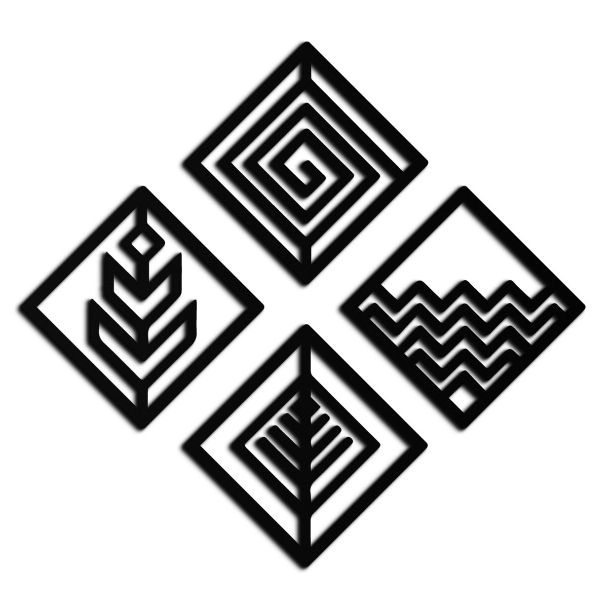 Metal Wall Art Four Elements - Modern Geometric Harmony Decor