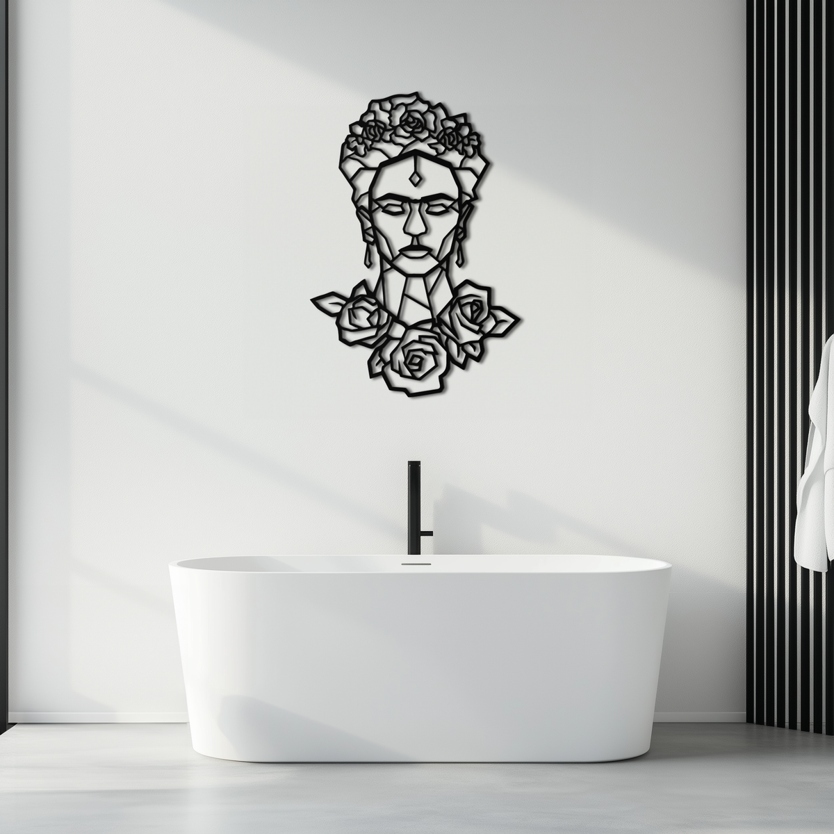 Frida Kahlo Geometric Floral Metal Wall Art - Premium Steel