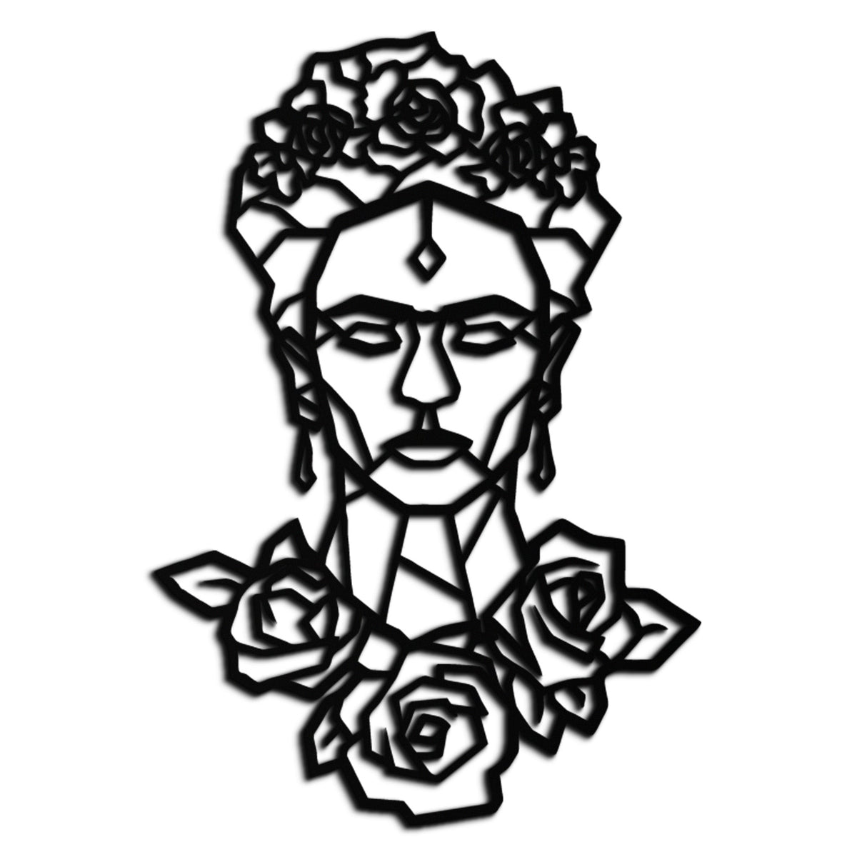 Frida Kahlo Geometric Floral Metal Wall Art - Premium Steel