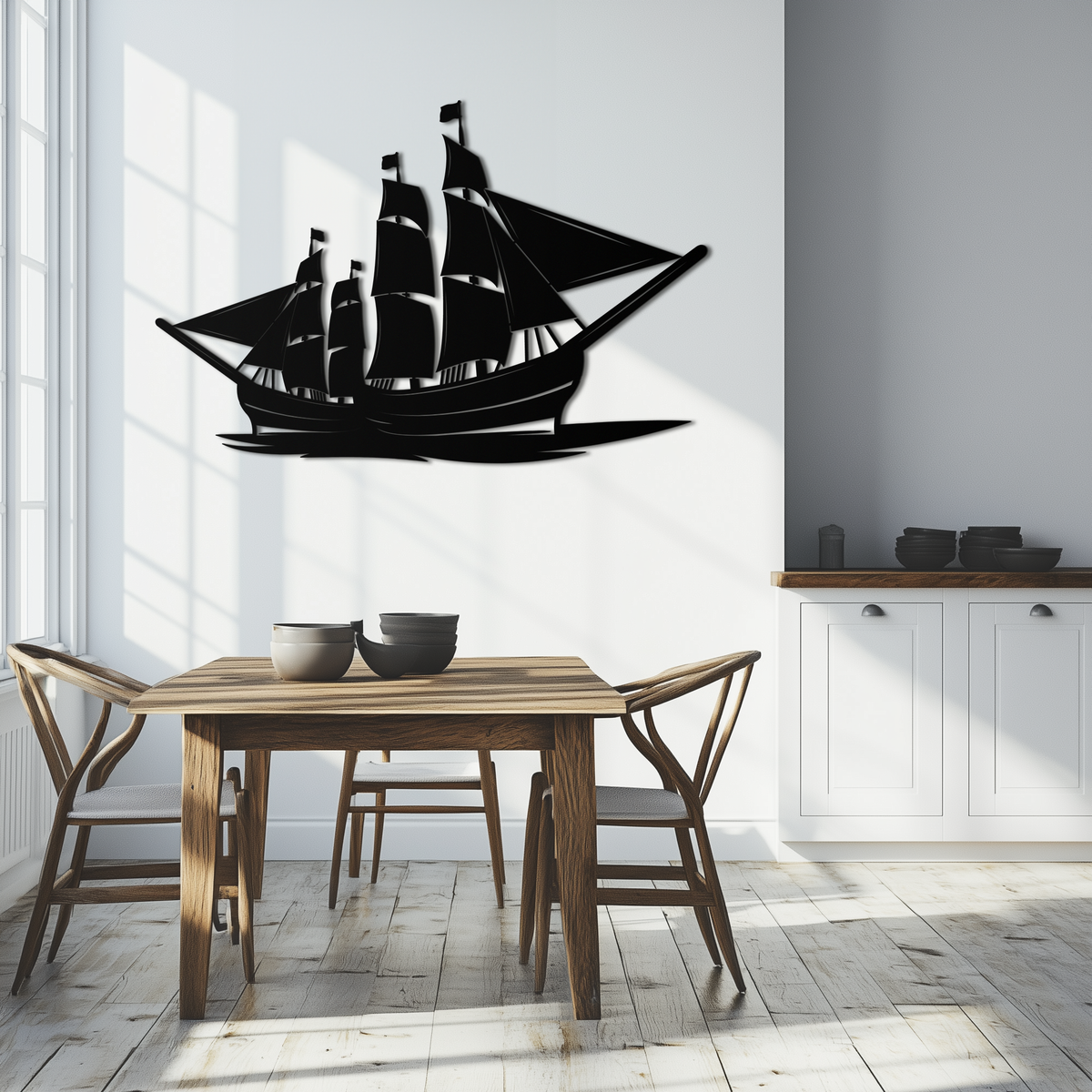 Premium Steel Pirate Ship Wall Art Nautical Decor Rust Resistant Finish Home Office