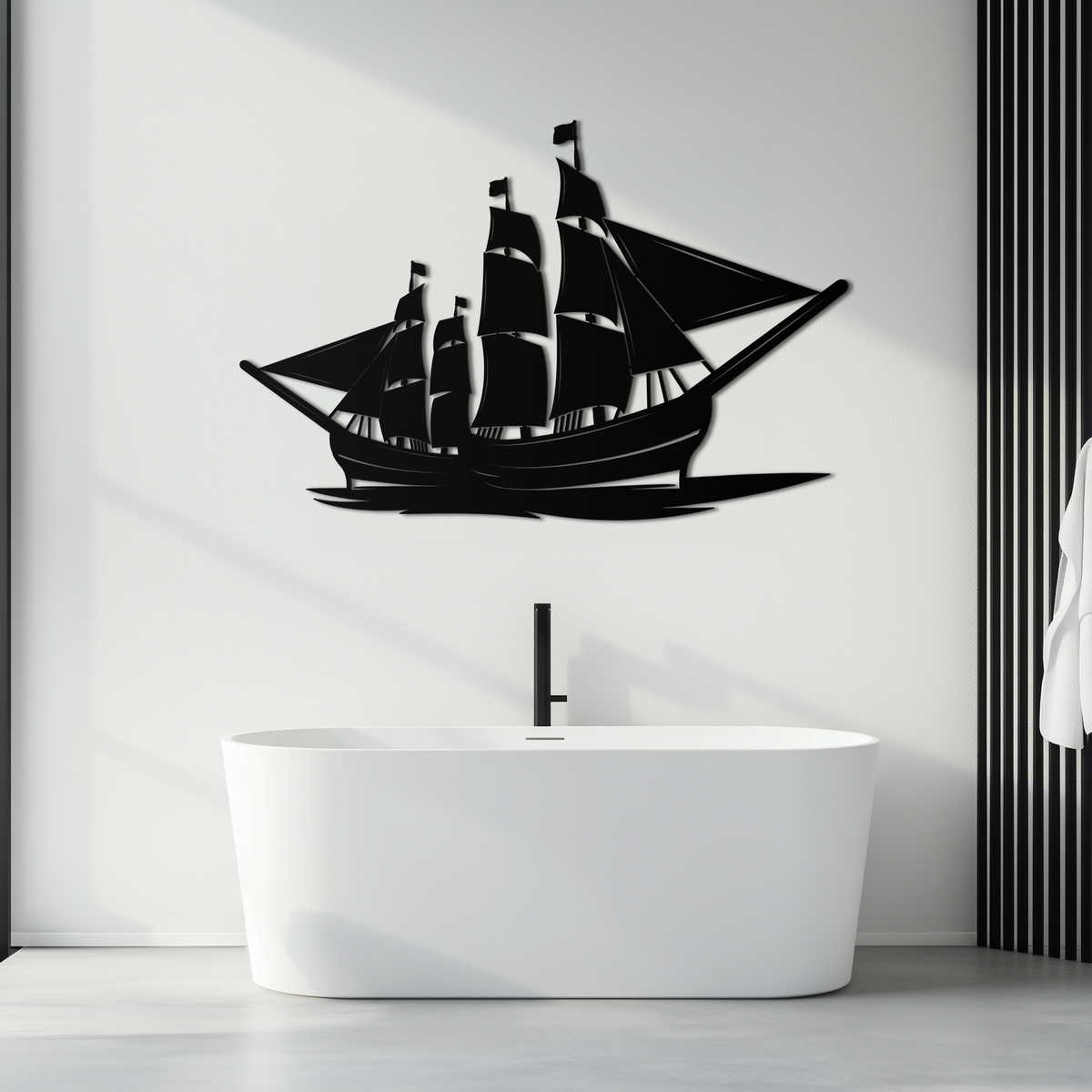 Premium Steel Pirate Ship Wall Art Nautical Decor Rust Resistant Finish Home Office