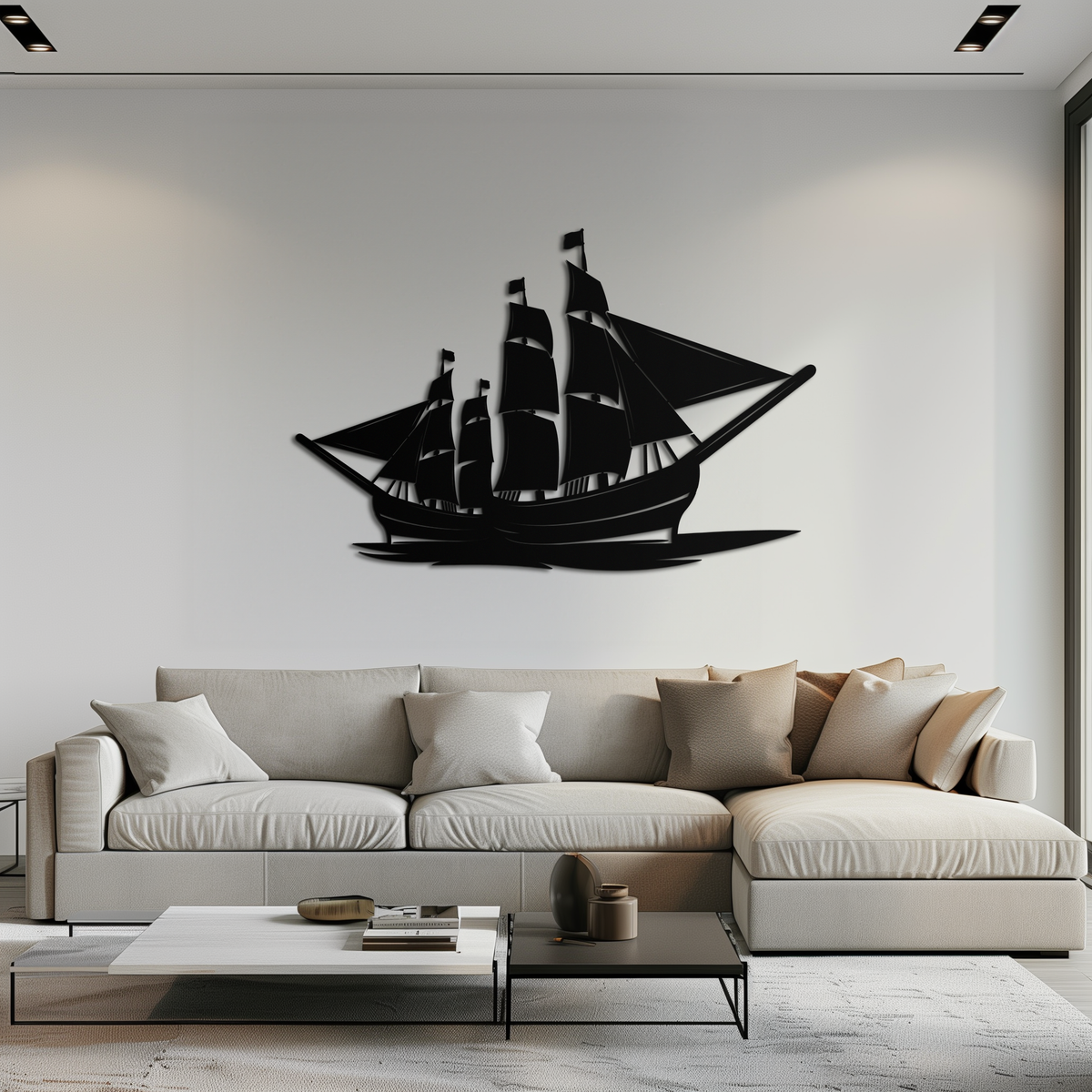 Premium Steel Pirate Ship Wall Art Nautical Decor Rust Resistant Finish Home Office