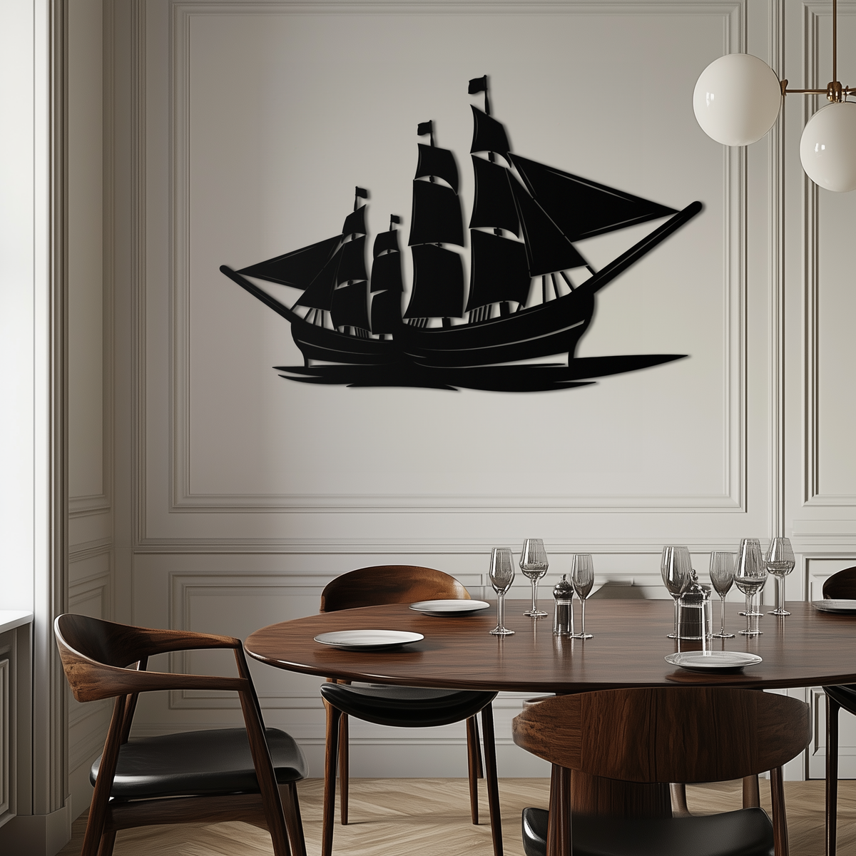Premium Steel Pirate Ship Wall Art Nautical Decor Rust Resistant Finish Home Office