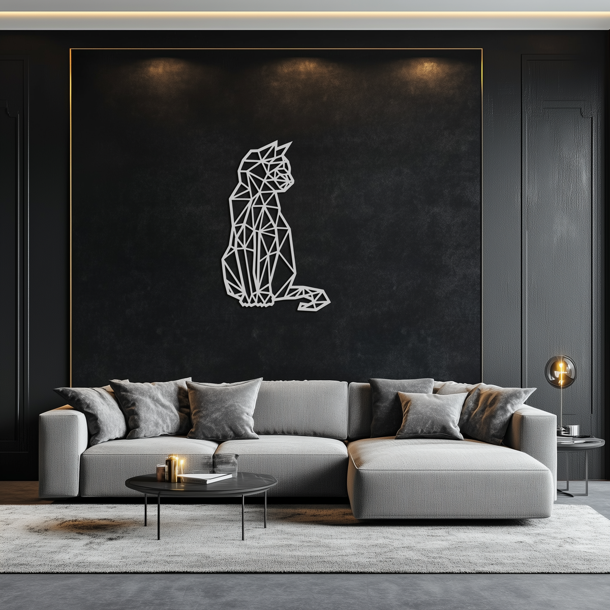 Steel Geometric Cat Wall Art - Modern Contemporary Home Decor