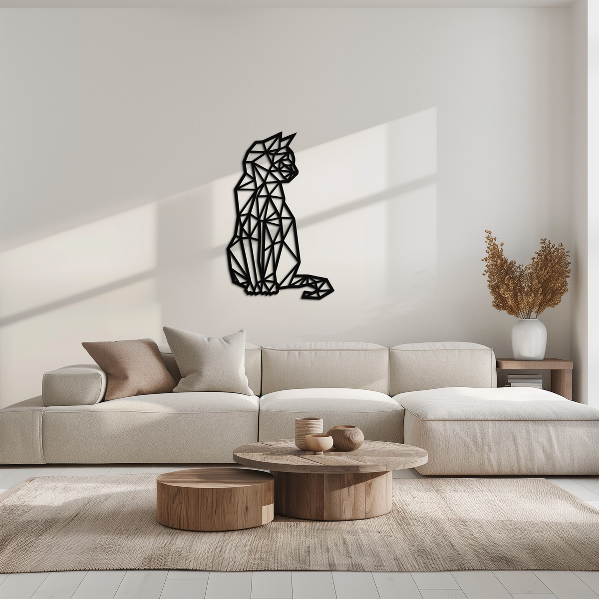 Steel Geometric Cat Wall Art - Modern Contemporary Home Decor