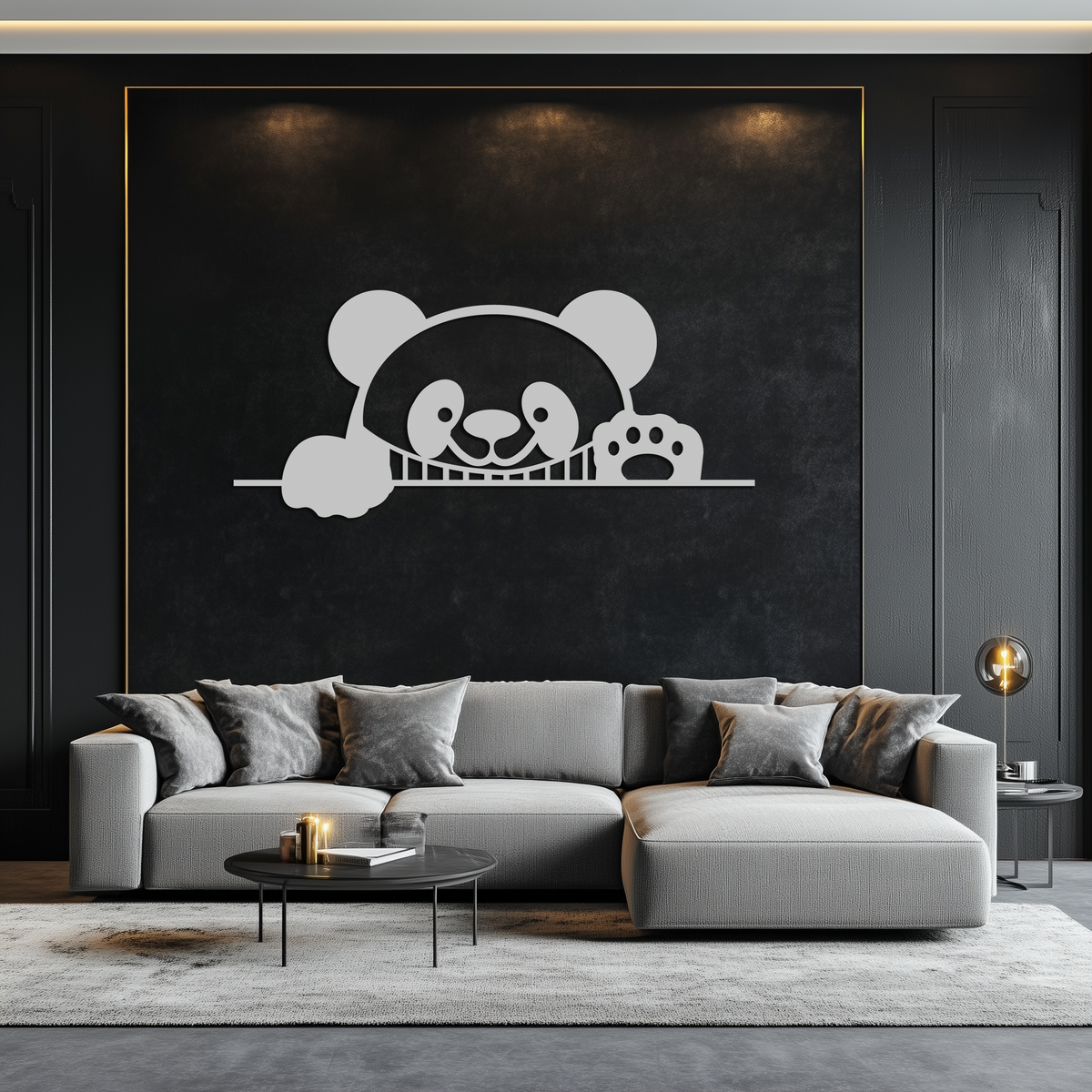 Metal Panda Wall Art - Cute Geometric Minimalist Modern Design