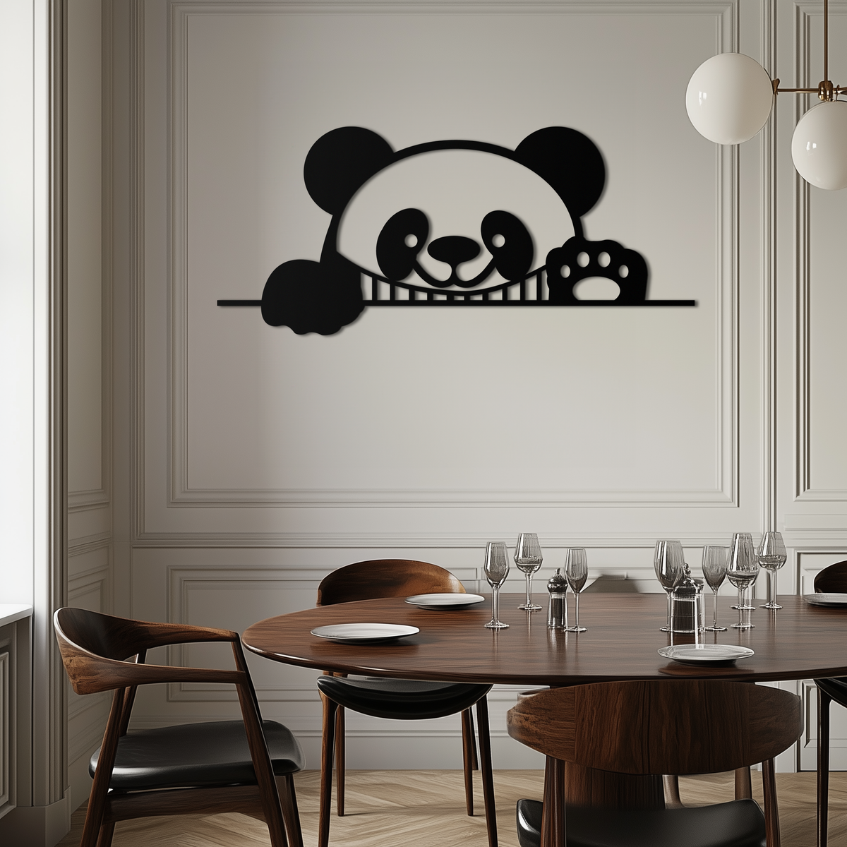 Metal Panda Wall Art - Cute Geometric Minimalist Modern Design