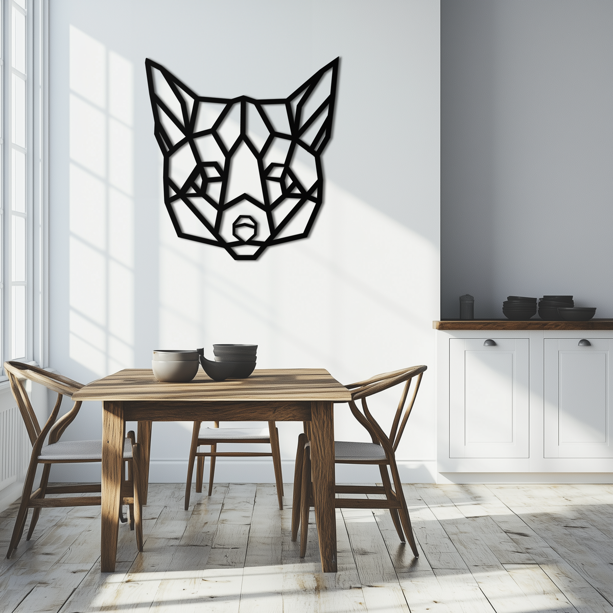 Geometric Fox Metal Wall Art - Modern Minimalist Decor Piece for Contemporary Home