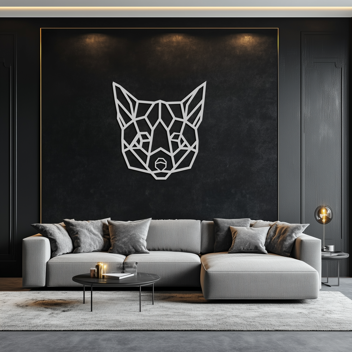 Geometric Fox Metal Wall Art - Modern Minimalist Decor Piece for Contemporary Home