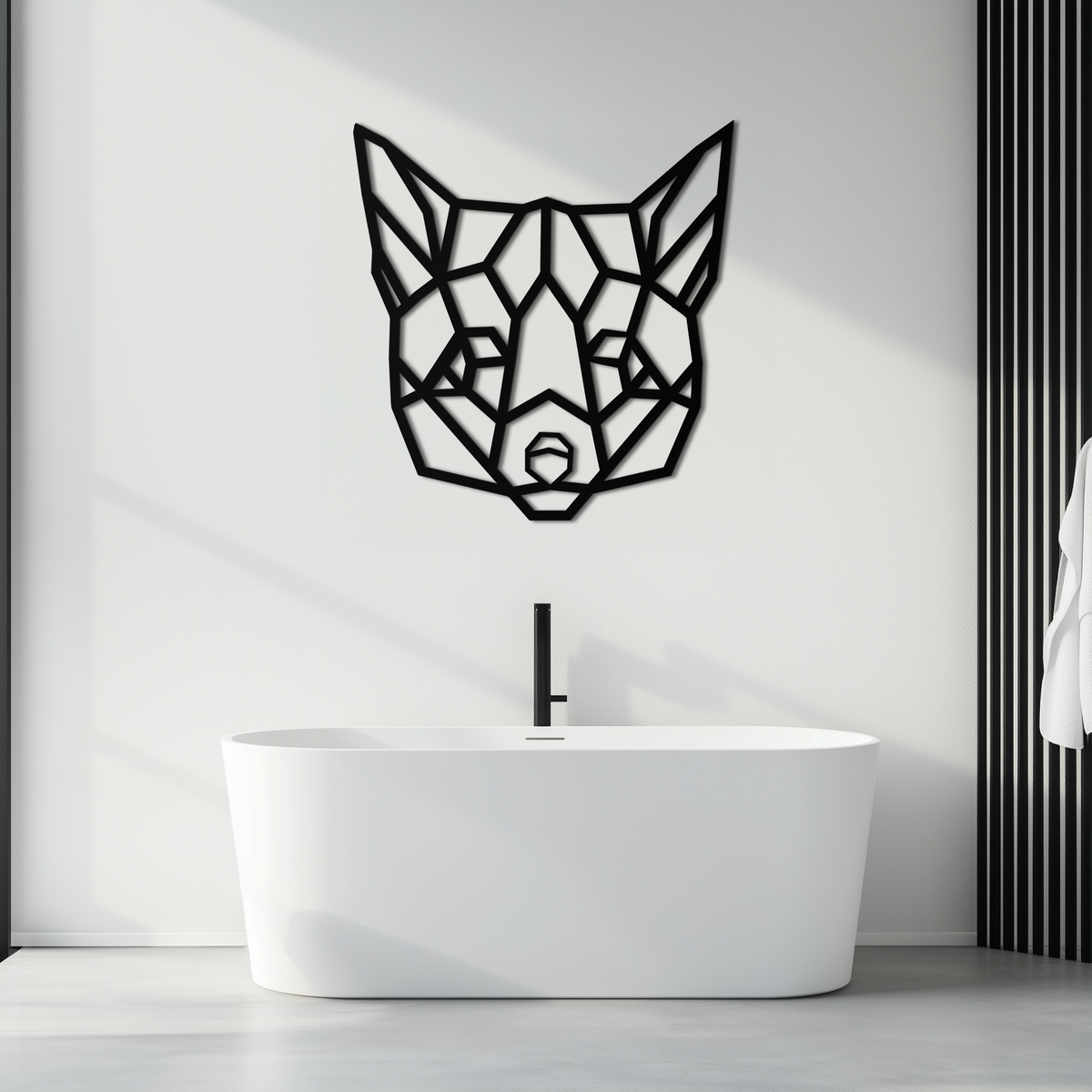 Geometric Fox Metal Wall Art - Modern Minimalist Decor Piece for Contemporary Home