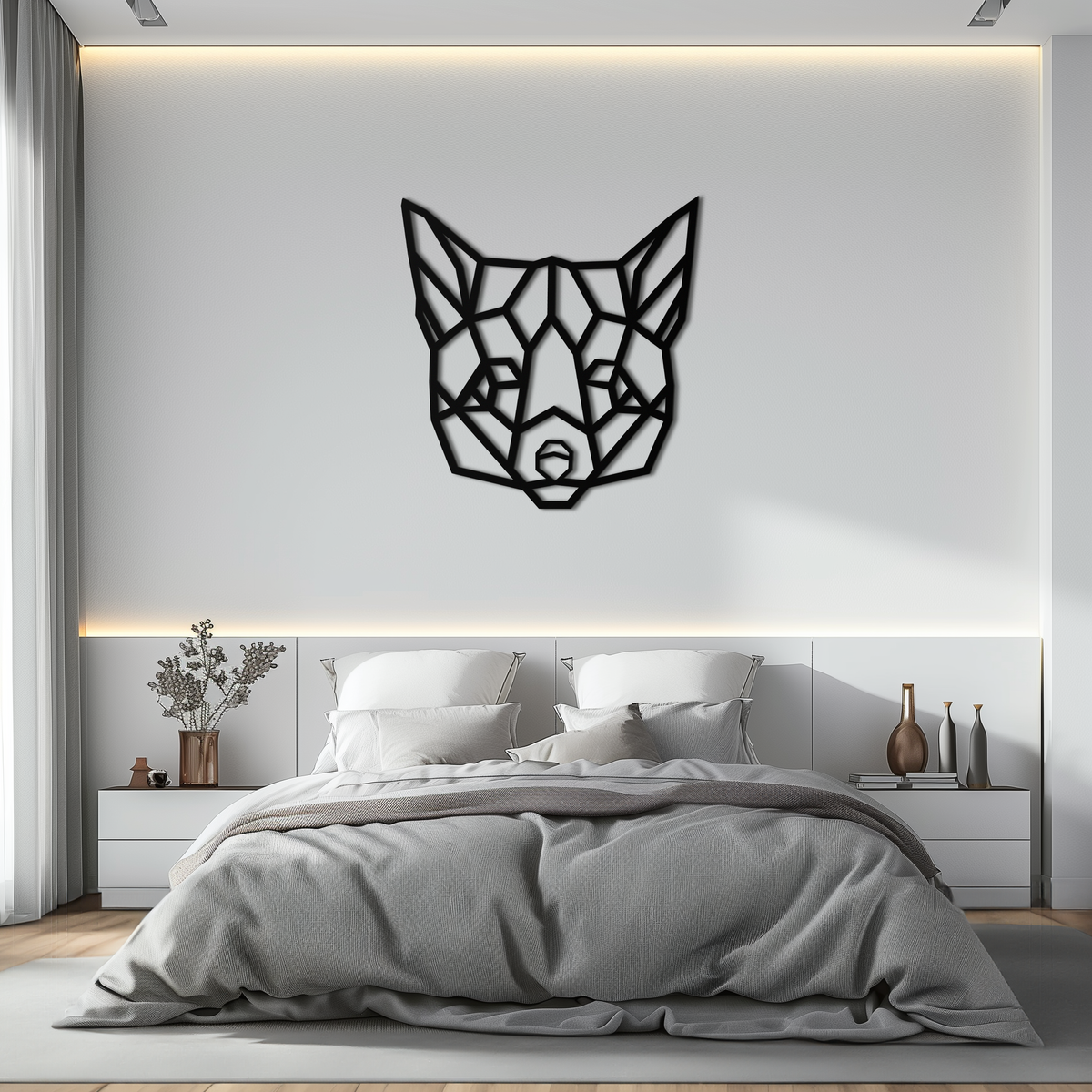Geometric Fox Metal Wall Art - Modern Minimalist Decor Piece for Contemporary Home