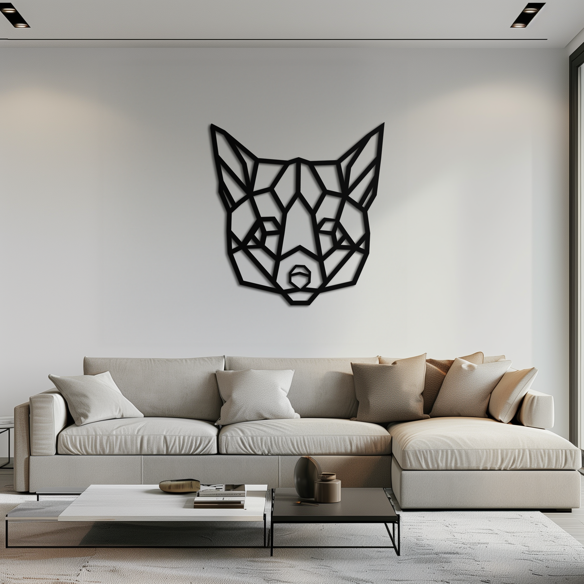 Geometric Fox Metal Wall Art - Modern Minimalist Decor Piece for Contemporary Home