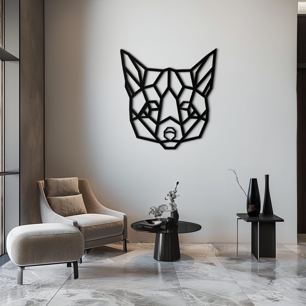 Geometric Fox Metal Wall Art - Modern Minimalist Decor Piece for Contemporary Home