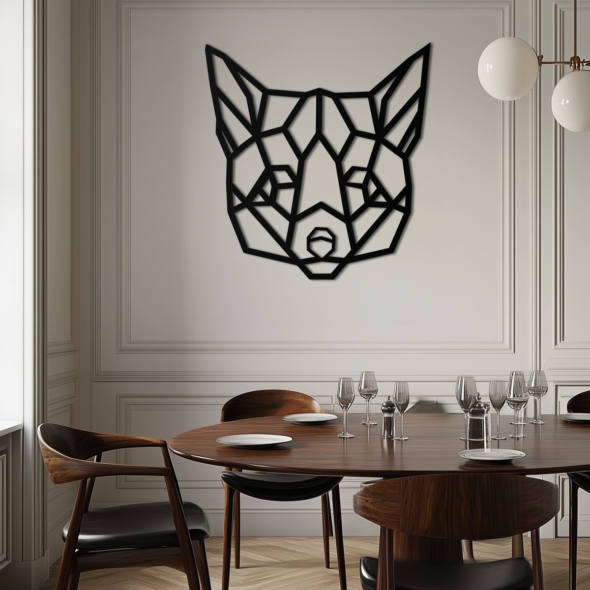 Geometric Fox Metal Wall Art - Modern Minimalist Decor Piece for Contemporary Home