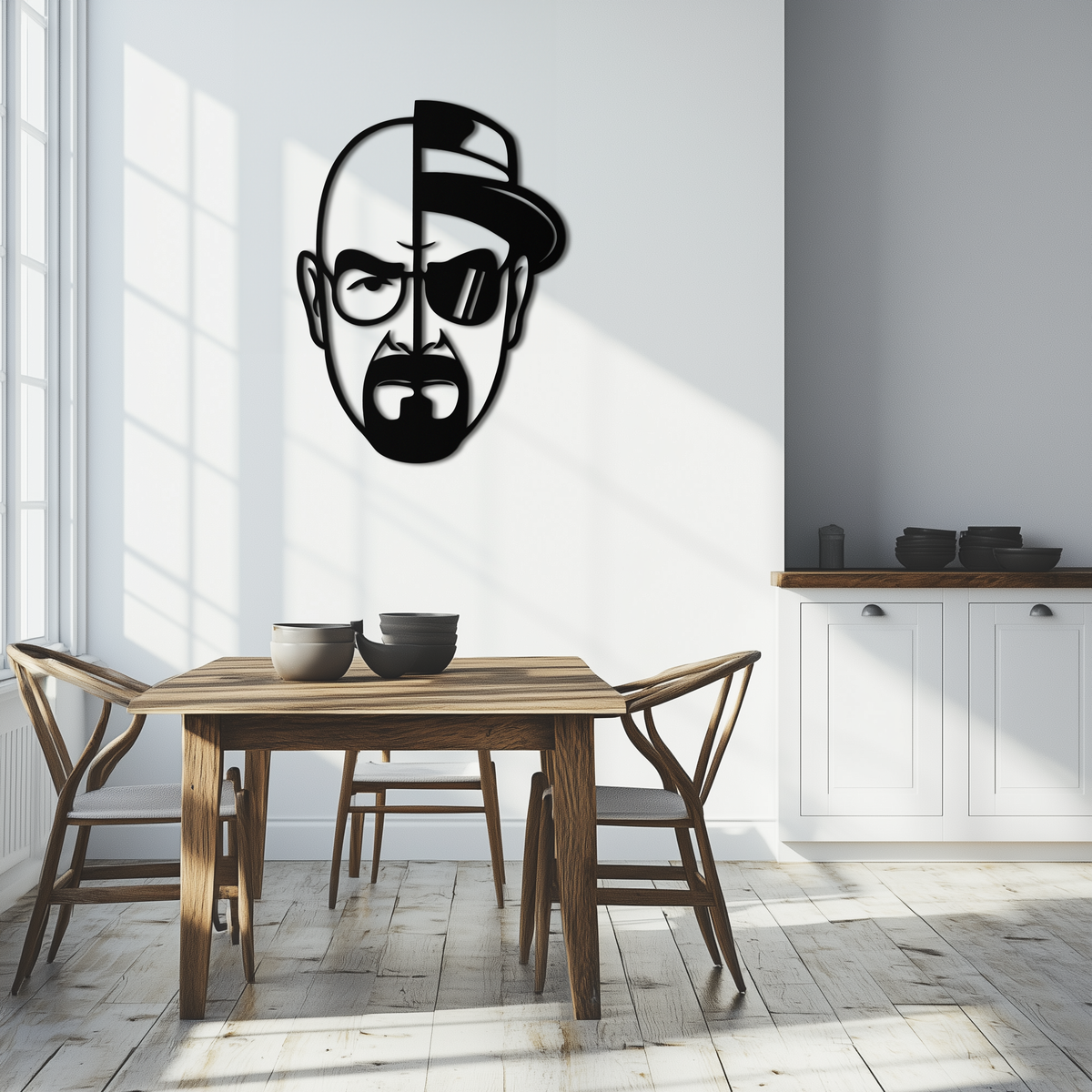 Metal Wall Art Walter White Heisenberg Split Face Design - Breaking Bad TV Decor