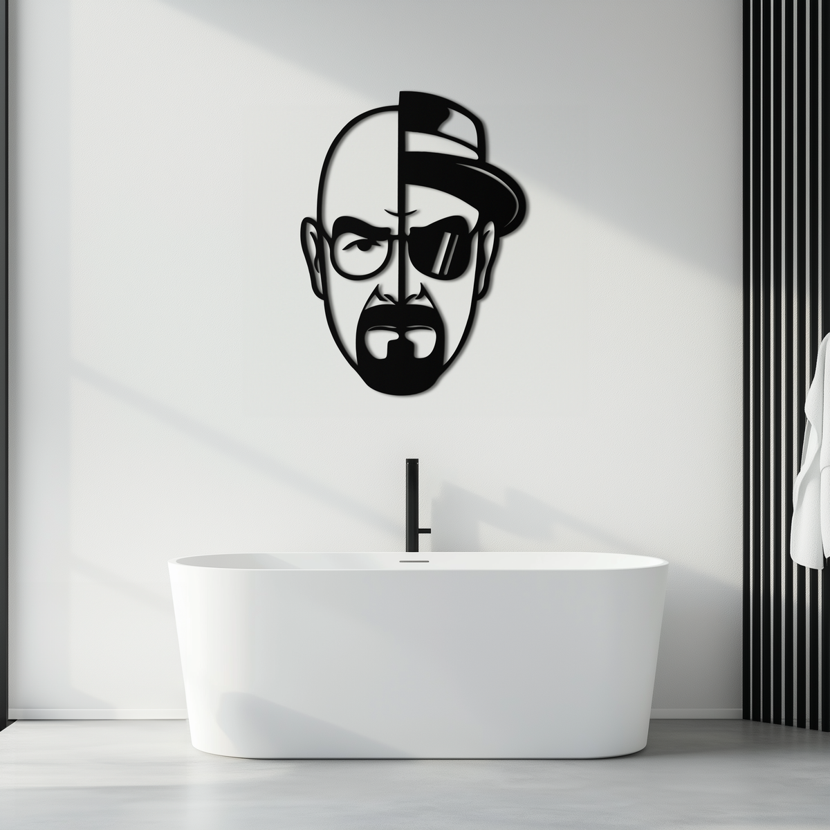 Metal Wall Art Walter White Heisenberg Split Face Design - Breaking Bad TV Decor