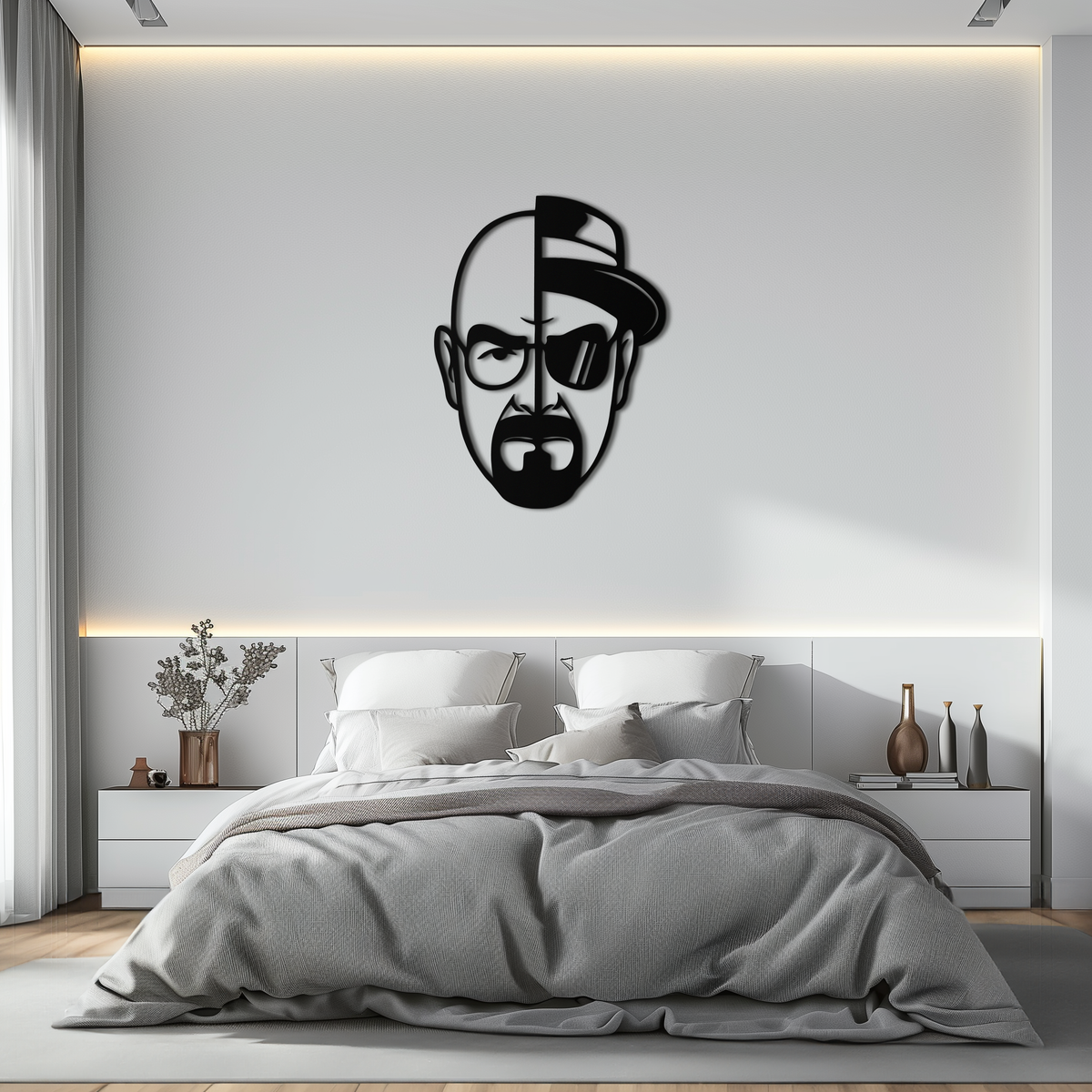 Metal Wall Art Walter White Heisenberg Split Face Design - Breaking Bad TV Decor