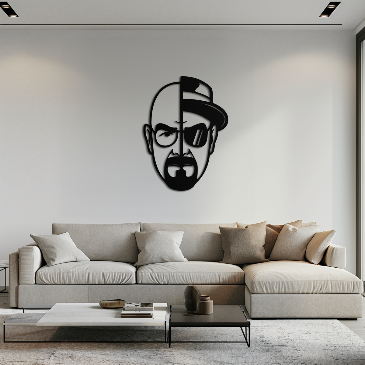 Metal Wall Art Walter White Heisenberg Split Face Design - Breaking Bad TV Decor