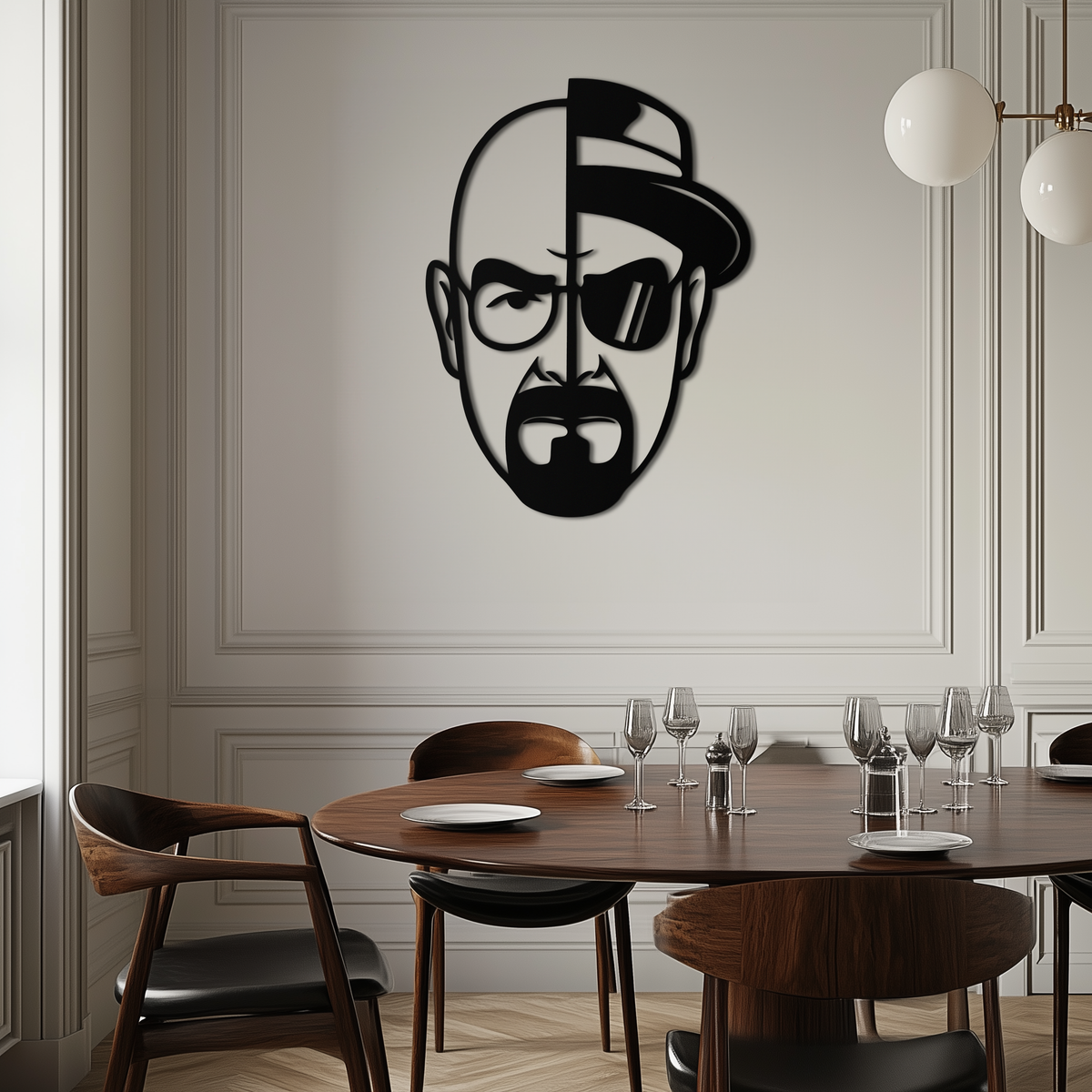 Metal Wall Art Walter White Heisenberg Split Face Design - Breaking Bad TV Decor