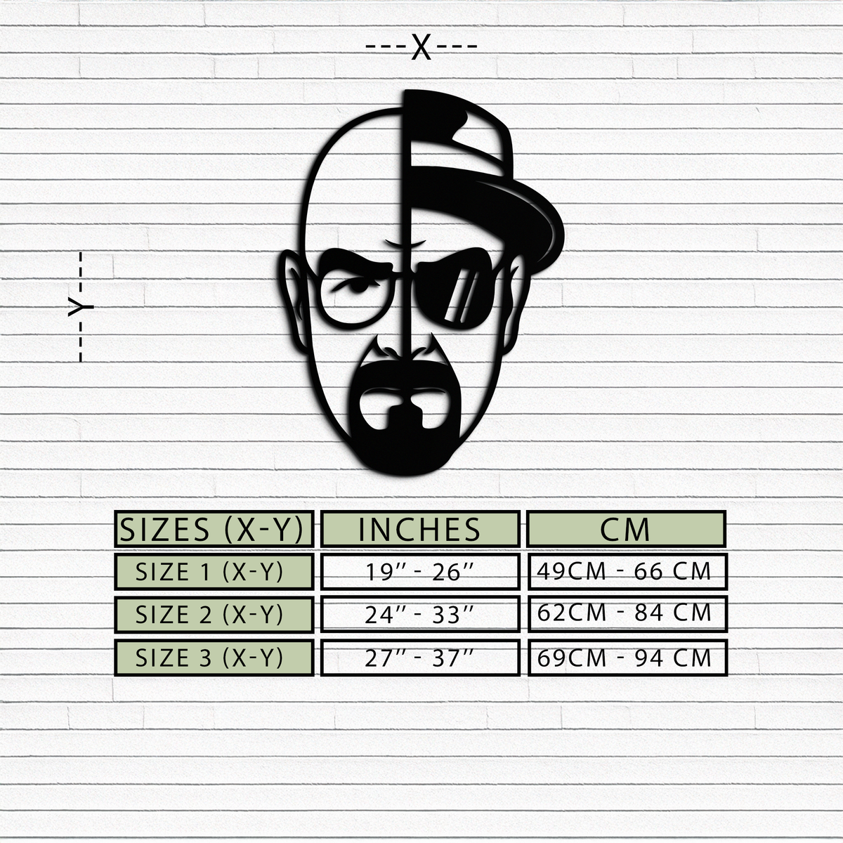 Metal Wall Art Walter White Heisenberg Split Face Design - Breaking Bad TV Decor