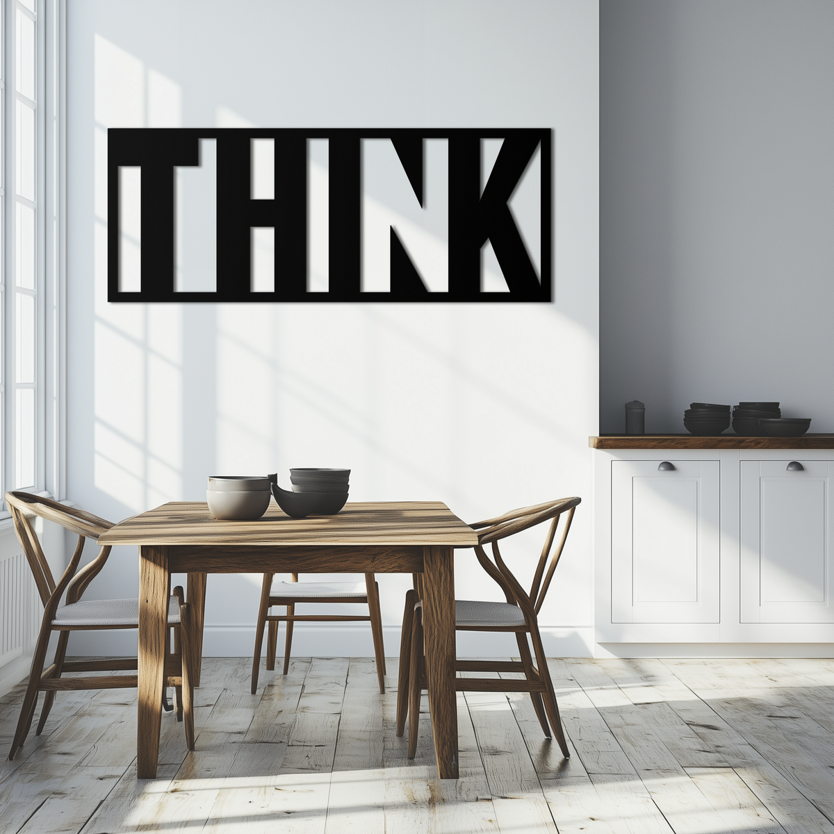 Modern Metal Wall Art - THINK Minimalist Inspirational Decor