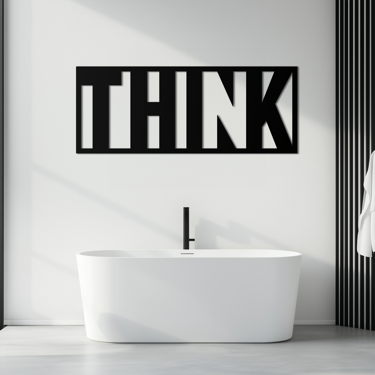 Modern Metal Wall Art - THINK Minimalist Inspirational Decor