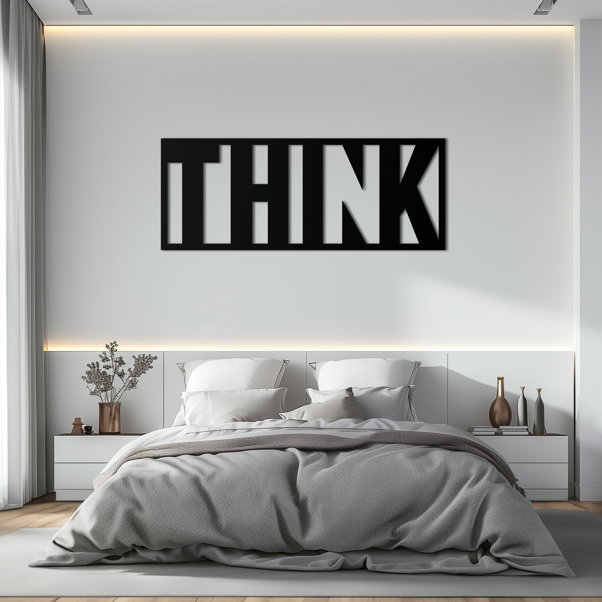 Modern Metal Wall Art - THINK Minimalist Inspirational Decor