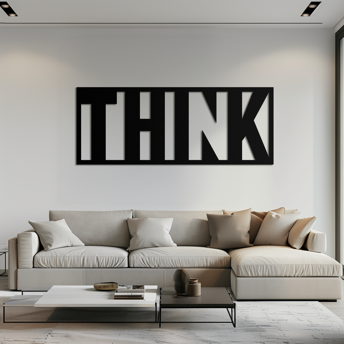 Modern Metal Wall Art - THINK Minimalist Inspirational Decor