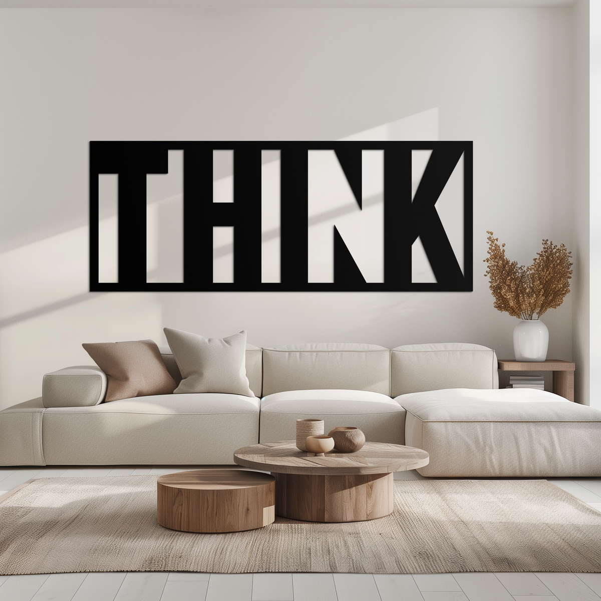 Modern Metal Wall Art - THINK Minimalist Inspirational Decor