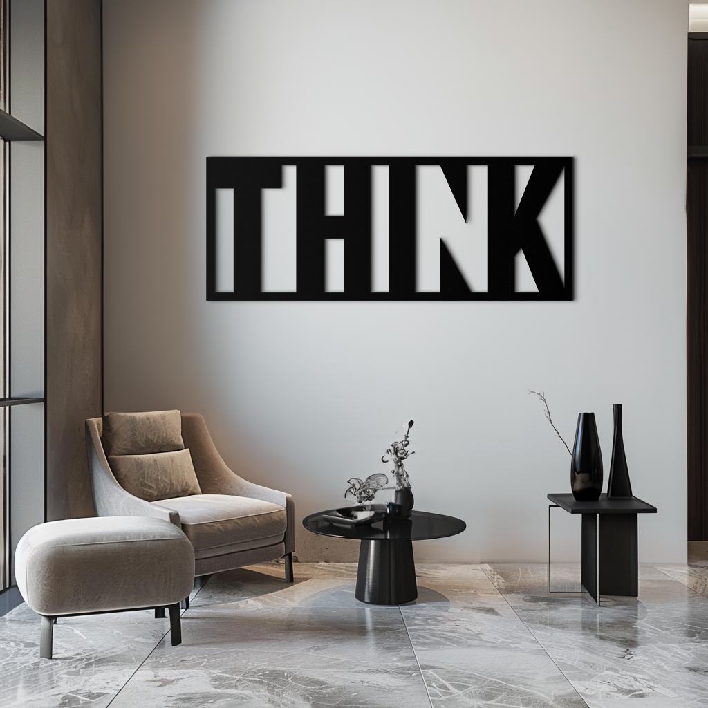 Modern Metal Wall Art - THINK Minimalist Inspirational Decor
