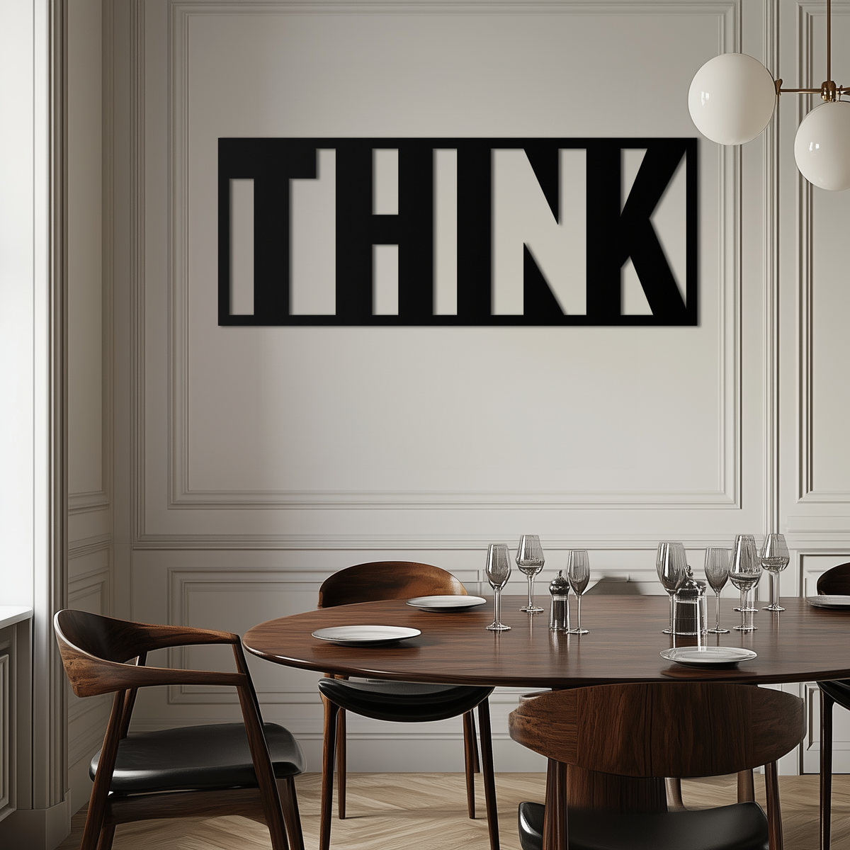 Modern Metal Wall Art - THINK Minimalist Inspirational Decor