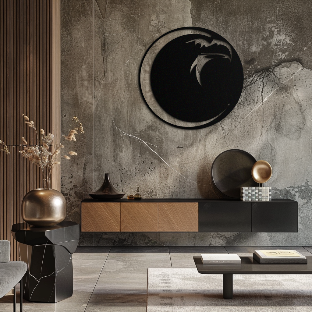 Metal Wall Art Eagle Moon Black Silhouette - Majestic Bold Design