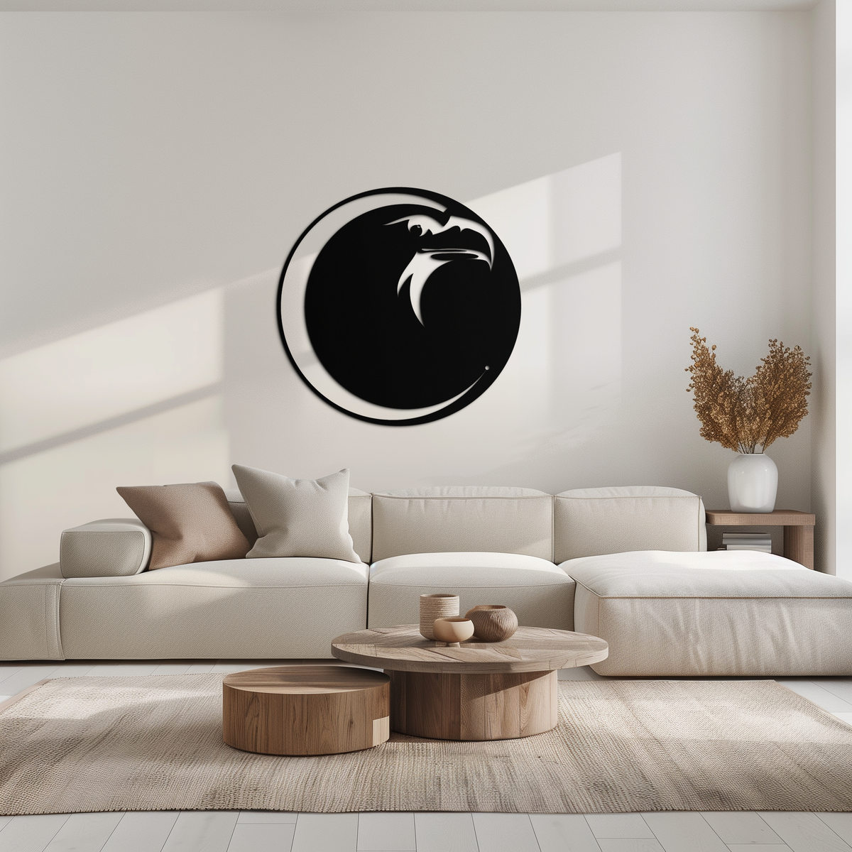 Metal Wall Art Eagle Moon Black Silhouette - Majestic Bold Design