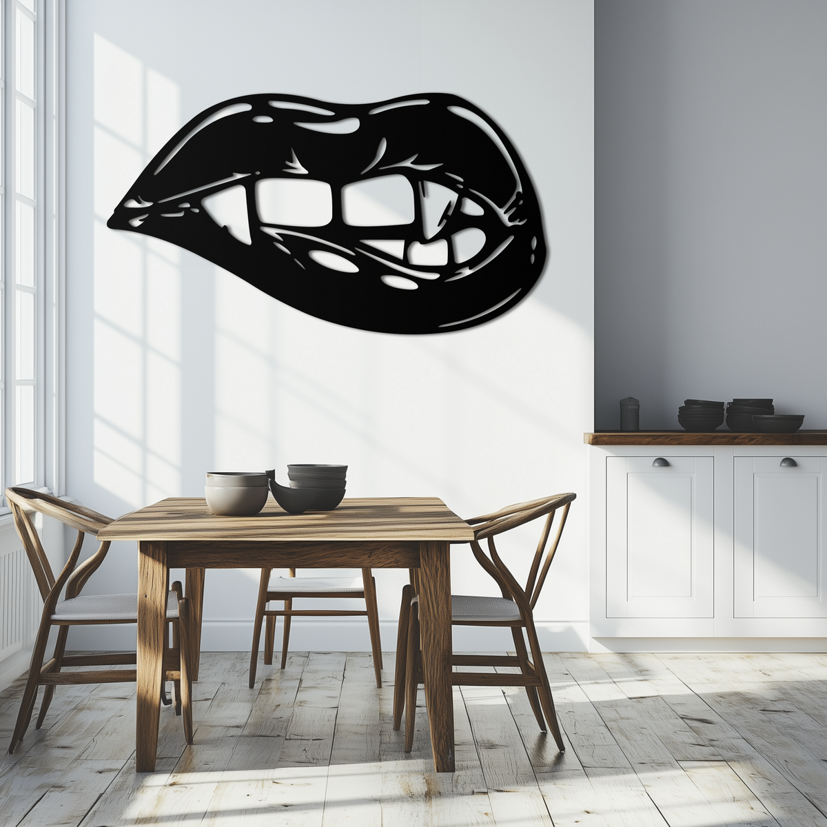 Geometric Lips Metal Wall Art - Bold Modern Steel Sculpture