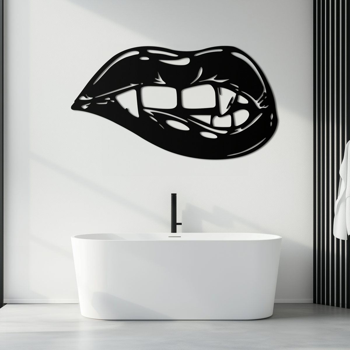 Geometric Lips Metal Wall Art - Bold Modern Steel Sculpture