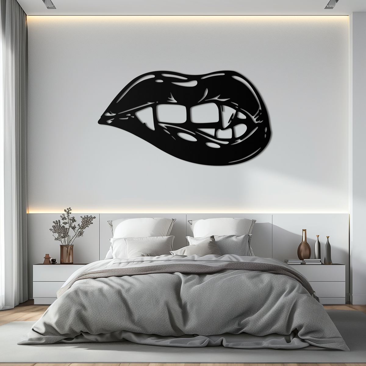 Geometric Lips Metal Wall Art - Bold Modern Steel Sculpture