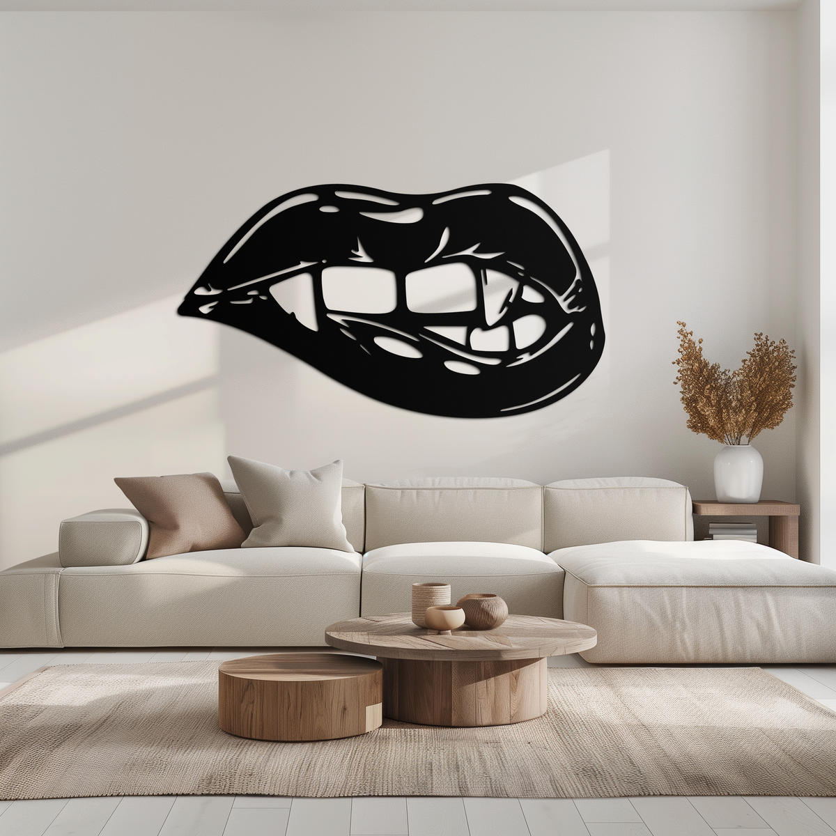 Geometric Lips Metal Wall Art - Bold Modern Steel Sculpture