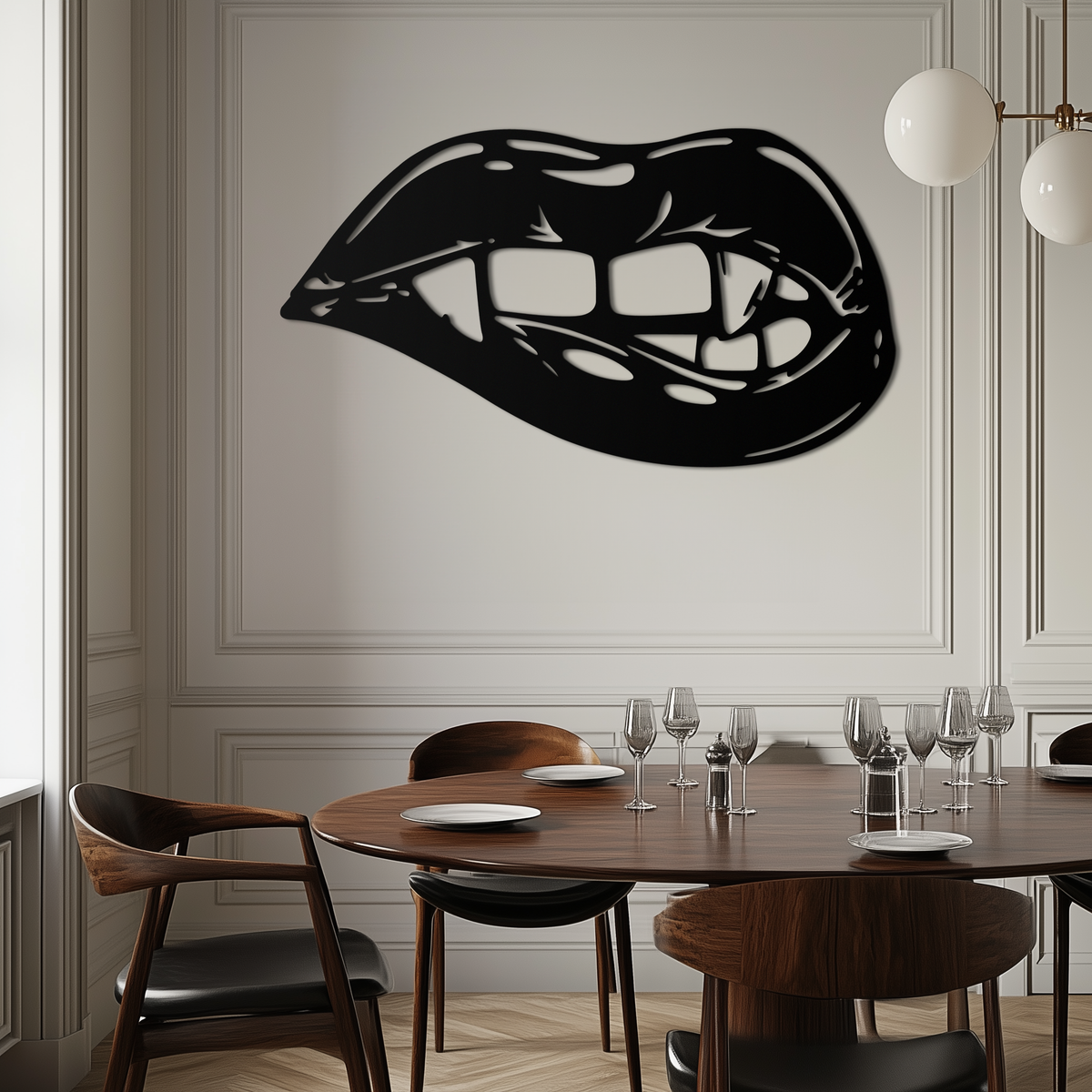 Geometric Lips Metal Wall Art - Bold Modern Steel Sculpture