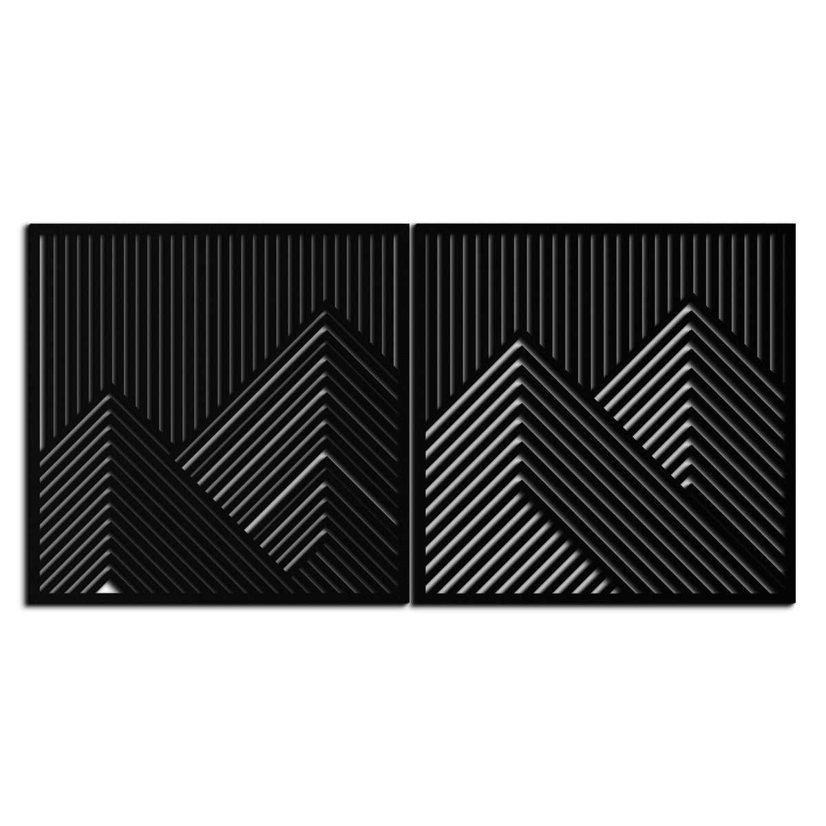 Metal Wall Art Geometric Mountain Landscape Two Piece Modern Minimalist Contemporary