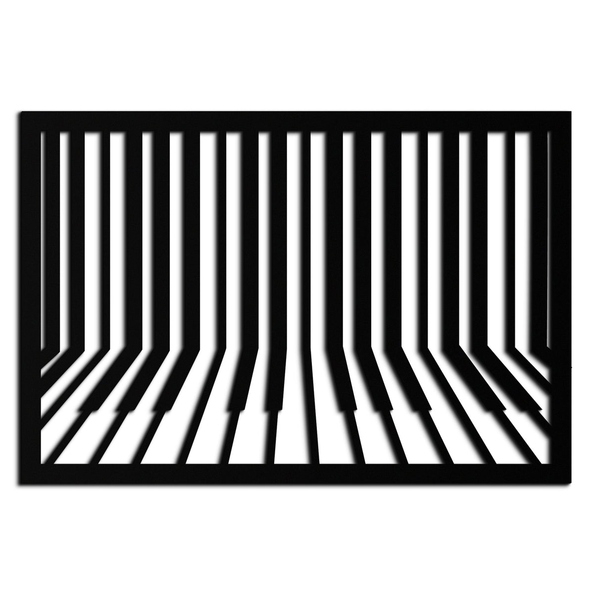 Black Geometric Piano Keys Metal Wall Art - Modern Minimalist Music Decoration