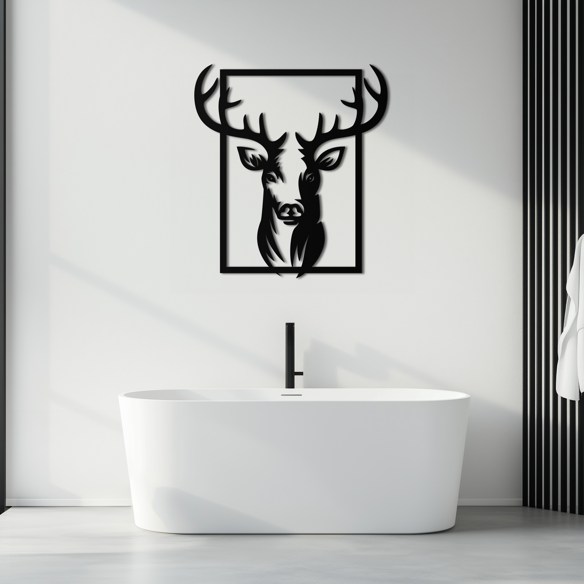Black Metal Deer Silhouette Wall Art - Nature Inspired Minimalist Modern Home Decor