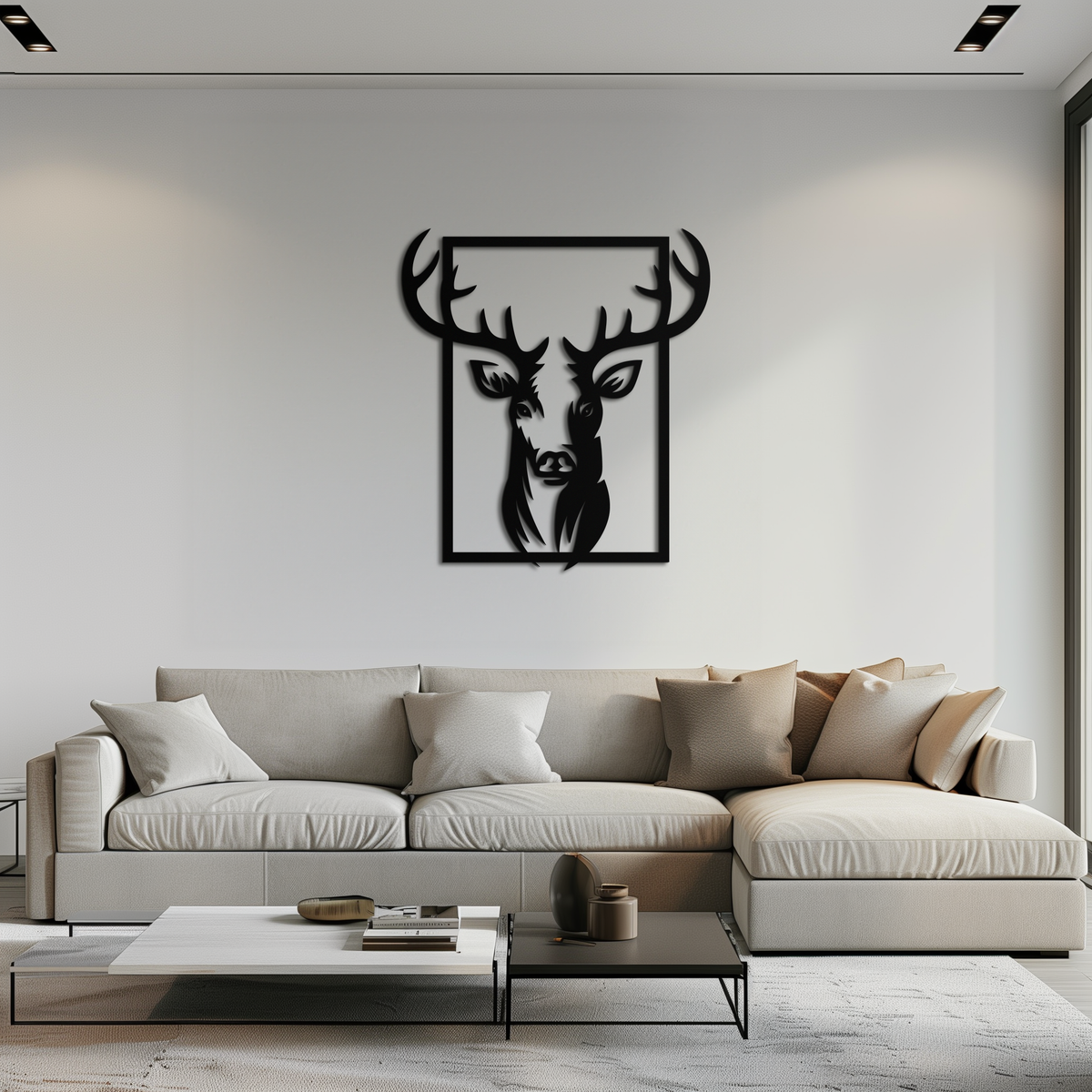 Black Metal Deer Silhouette Wall Art - Nature Inspired Minimalist Modern Home Decor