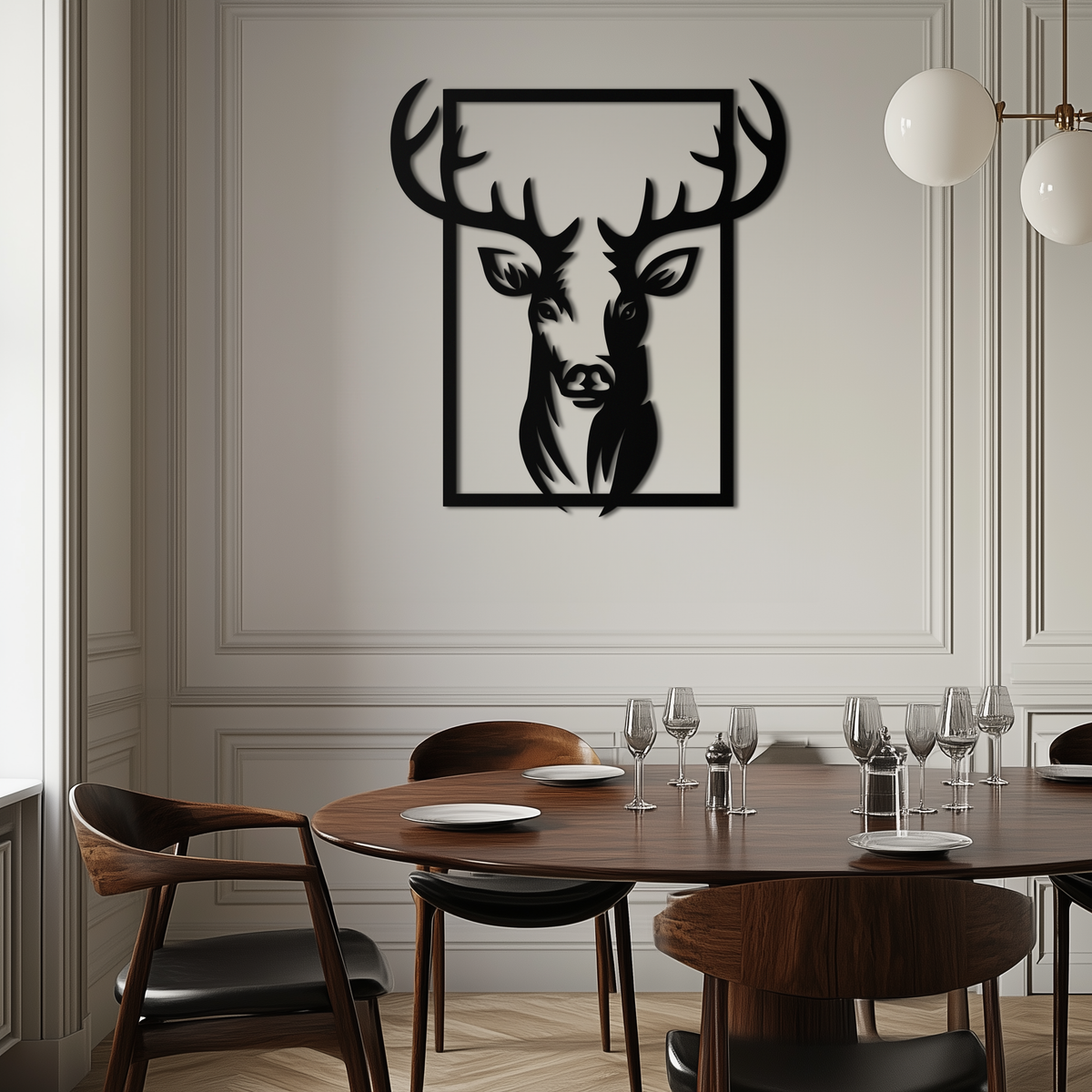 Black Metal Deer Silhouette Wall Art - Nature Inspired Minimalist Modern Home Decor