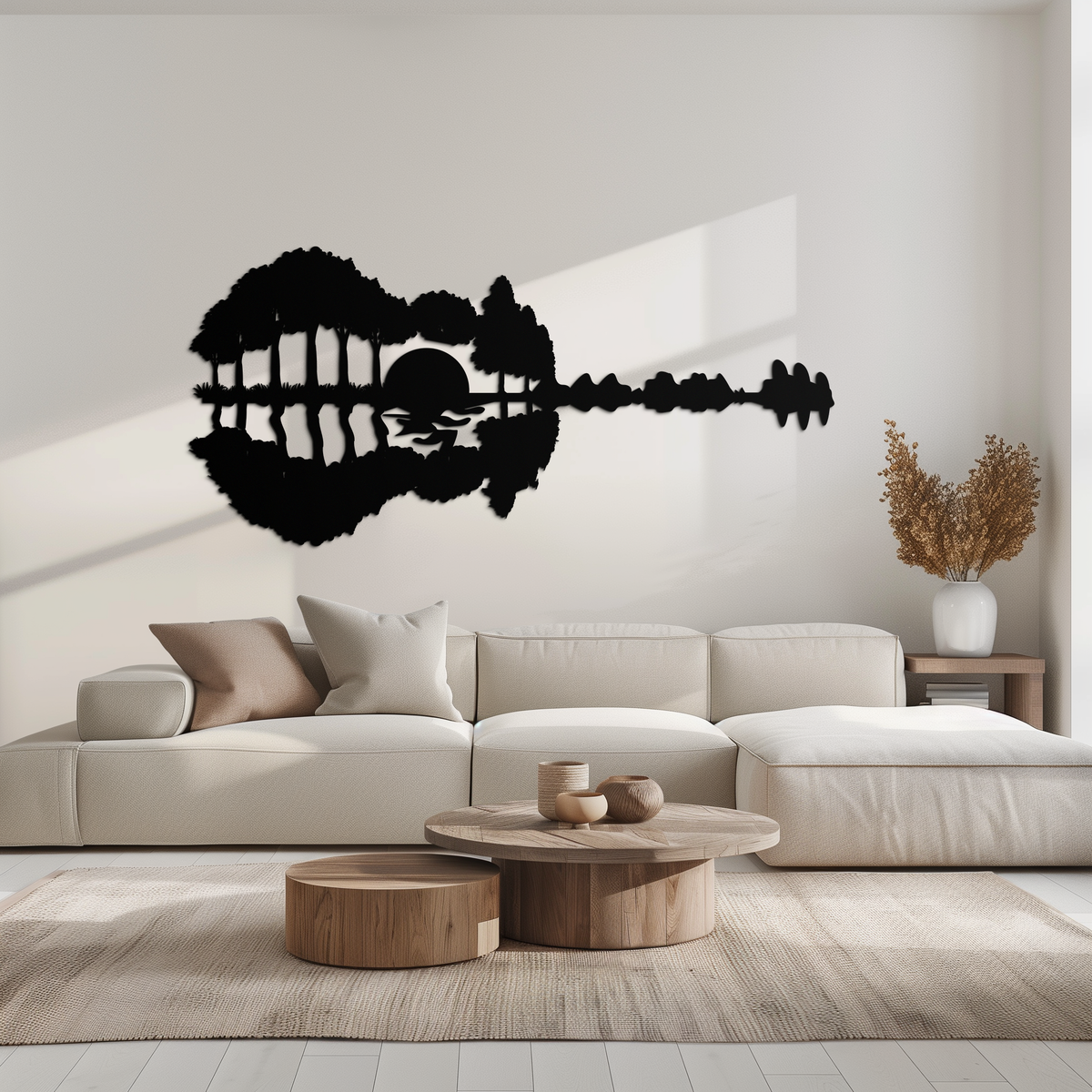 Metal Wall Art Guitar Landscape - Music and Nature Fusion Design