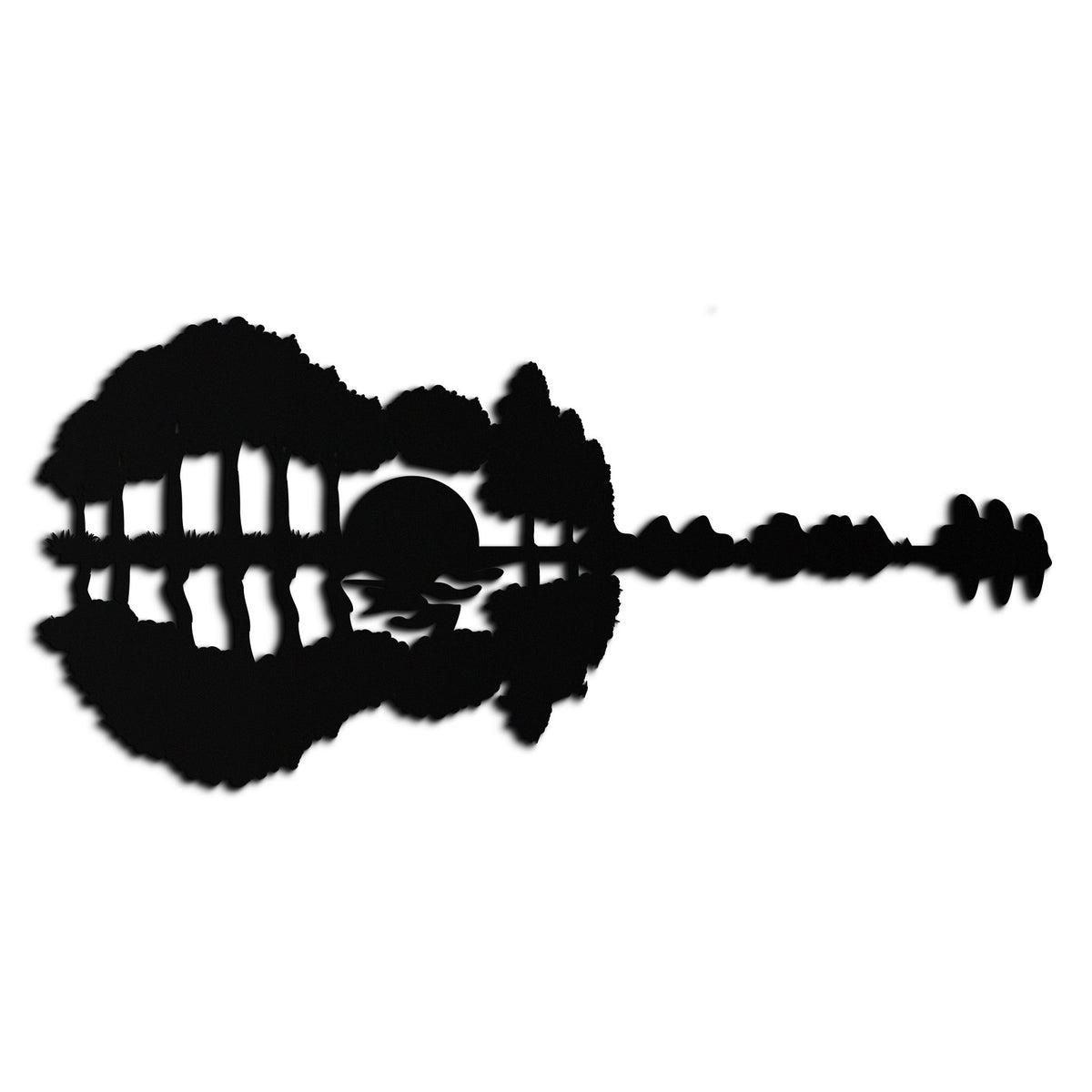 Metal Wall Art Guitar Landscape - Music and Nature Fusion Design