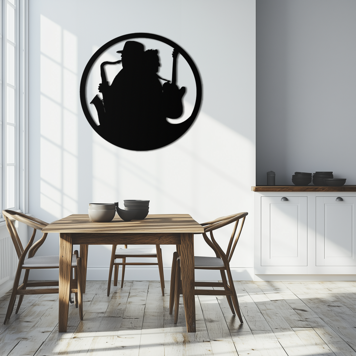 Metal Wall Art Jazz Musicians Saxophone and Guitar Silhouettes